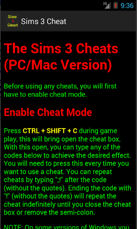 The Cheats For Mac